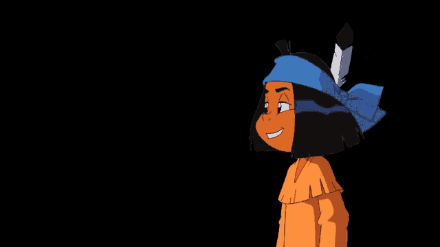 a cartoon of a native american with a blue headband
