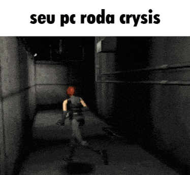 a screenshot of a video game with the words seu pc roda crysis
