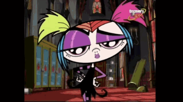 a cartoon character with a discovery kids logo on the bottom right