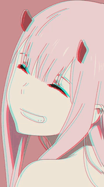 a girl with horns on her head is smiling