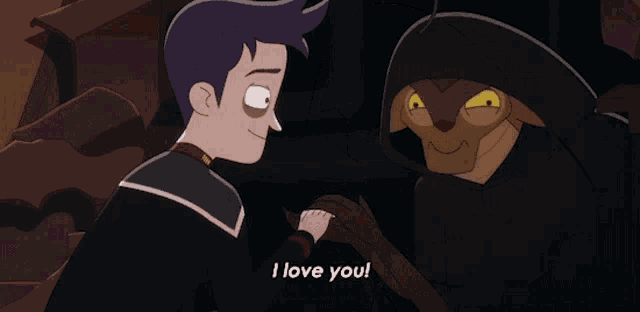 a cartoon character says " i 'm in love with you " next to another character