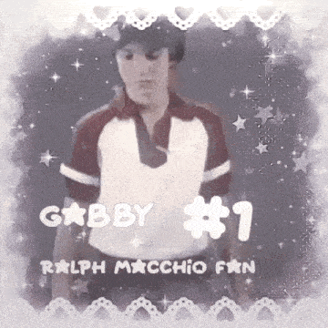 a picture of gabby # 1 with ralph macchio fan in the corner