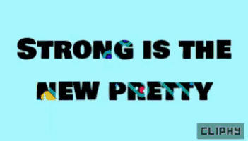 a blue background with the words strong is the new pretty clippy