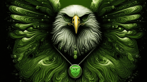 a picture of an eagle with a pendant that says sepaq
