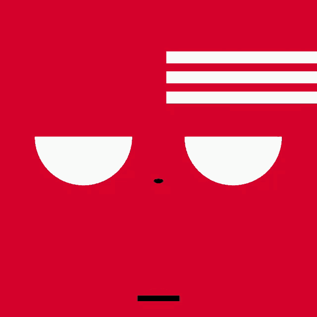 a red background with white stripes and a black circle