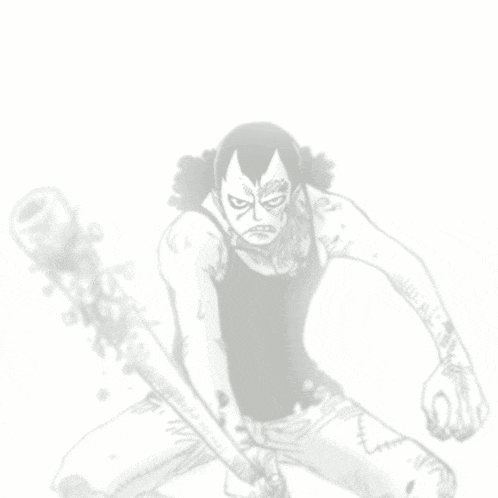 a black and white drawing of a man with a sword and a cape