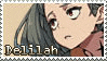 a close up of a girl 's face on a postage stamp with the name telilah .