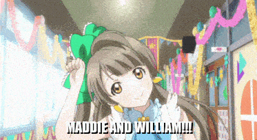 a girl with a green bow on her head says maddie and william !!!