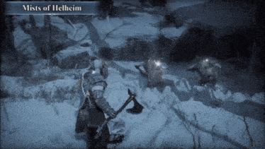 a screenshot of a video game with mists of helheim written on the bottom