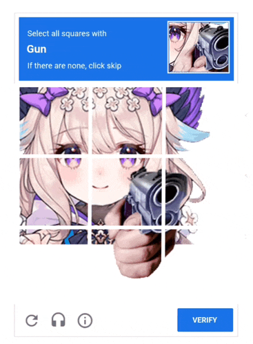 select all squares with gun if there are none click skip and verify button