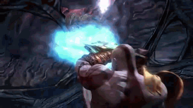 a video game character is holding a lightning bolt in his hand