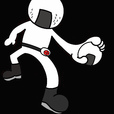 a cartoon character is wearing a helmet and holding a ball in his hand .