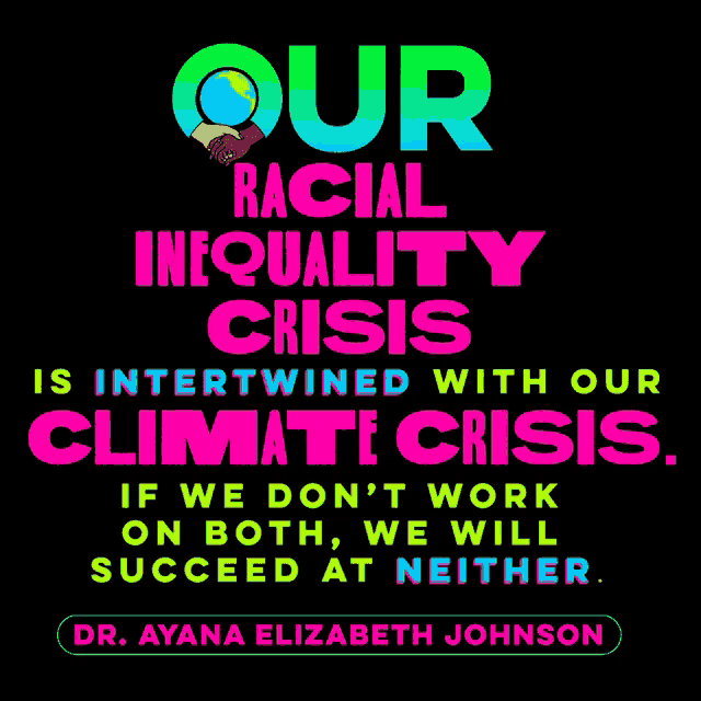 a poster with a quote from dr. ayana elizabeth johnson