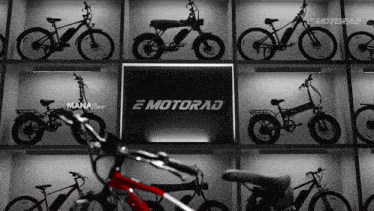 a row of motorrad bikes are lined up in a store