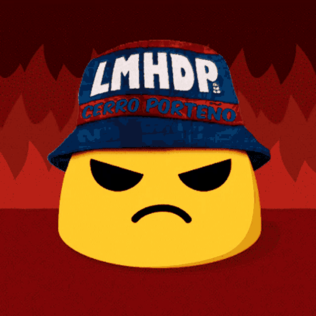 an angry face with a hat that says cerro porteno on it