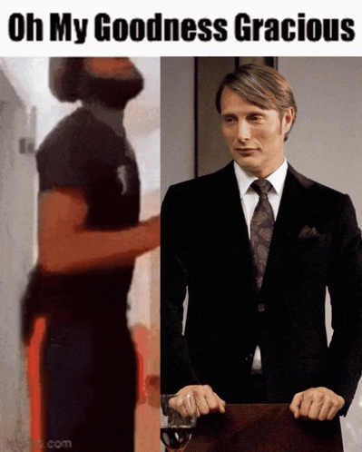 a man in a suit and tie is standing next to another man