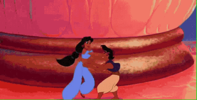 a man and a woman are dancing together in a pixel art cartoon .
