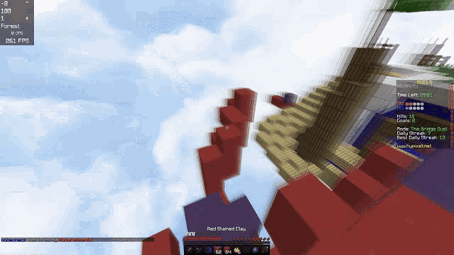 a screenshot of a minecraft game with a red starved clay