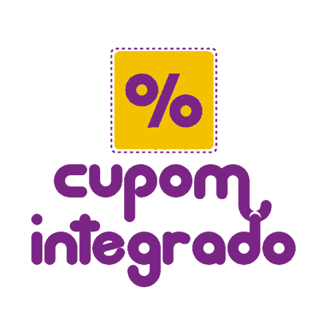 a logo for cupom integrado with a yellow square with a percent on it
