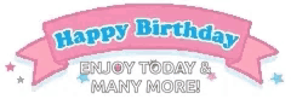 a pink banner with the words `` happy birthday enjoy today and many more '' on it .