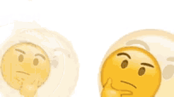 two thinking emojis are sitting next to each other on a white surface .