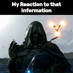 a picture of a man in a hood with the words " my reaction to that information " on the bottom