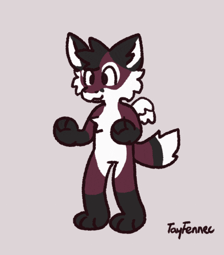 a drawing of a fox with the name tayfennec on the bottom right