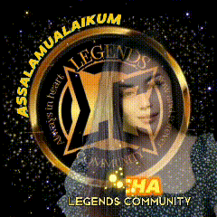 a logo for the legends community has a woman 's face on it