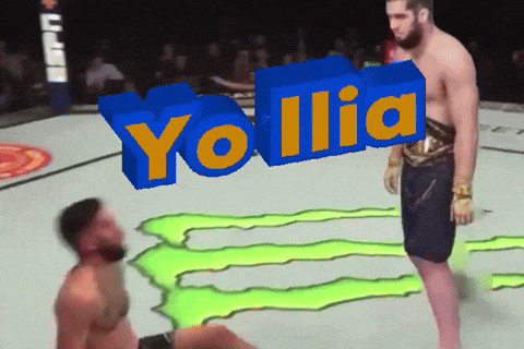 a man in a boxing ring with the word yollia on top