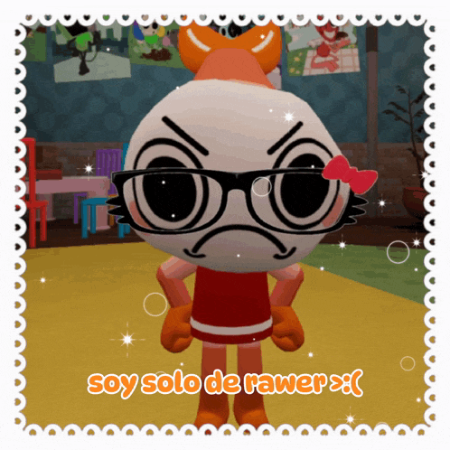 a picture of a cartoon character with the words soy solo de rawer written on it
