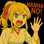 a cartoon girl says nanna no with her hand