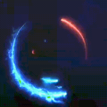 a blue and red lightning circle on a dark background .