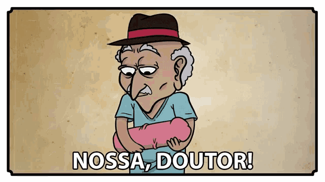 a cartoon of an old man with the words nossa doutor in the corner