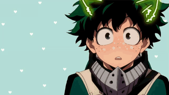 a green haired anime character with cat ears