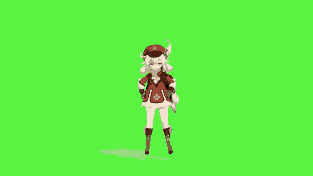 a cartoon character is standing on a green screen .