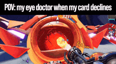 a screenshot of a video game with the caption " pov my eye doctor when my card declines "