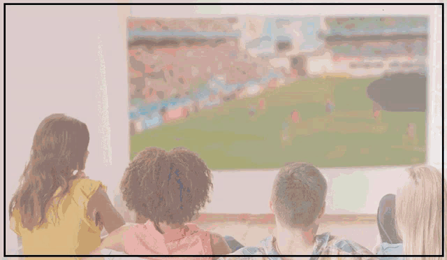 an advertisement for fontera telecommunications shows a group of people watching tv