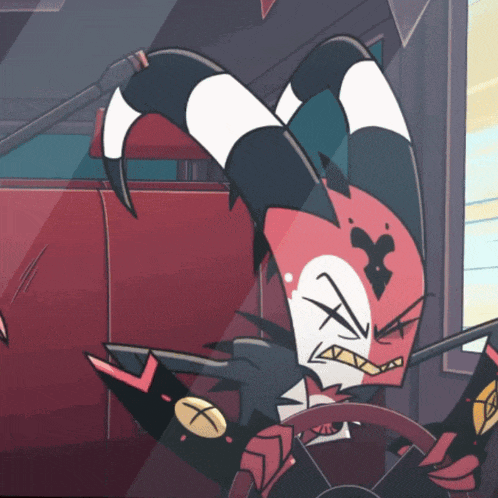 a cartoon character with horns and a x on his face