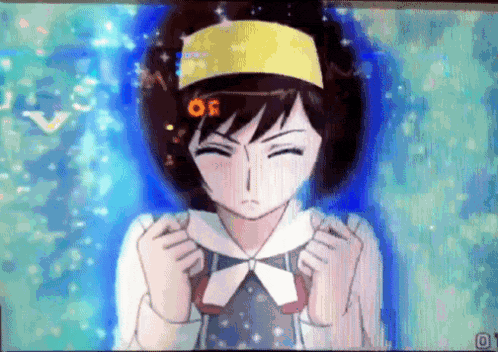 a girl with a yellow headband has the number 30 on her forehead