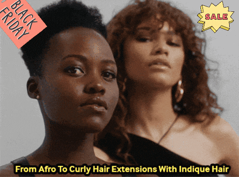 a black friday advertisement for afro to curly hair extensions
