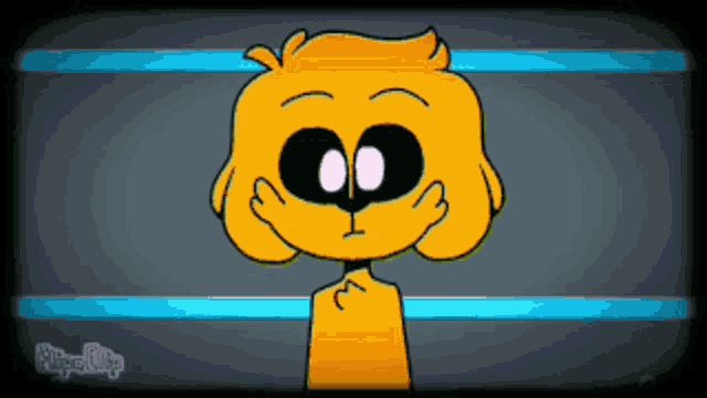 a cartoon of a yellow dog with black eyes and the word rpeclip on the bottom