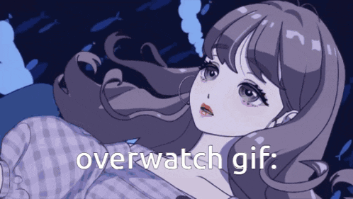a drawing of a girl with the words overwatch gif below it