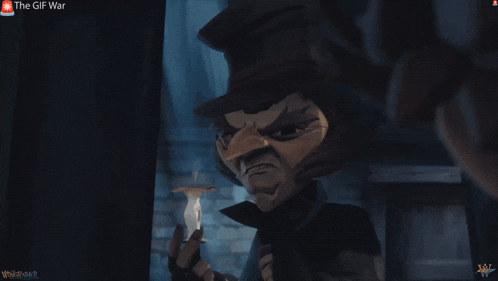 a cartoon character says sneaky in front of a sign that says the gif war