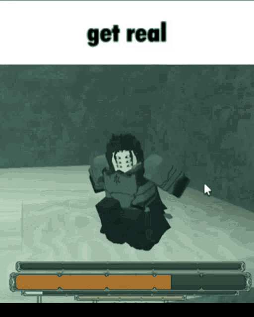 a screenshot of a video game with the words " get real " at the top
