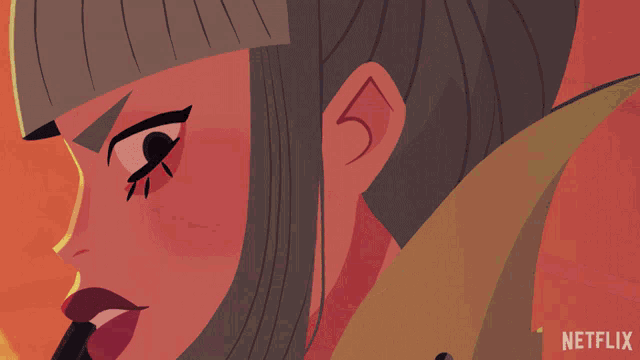 a cartoon drawing of a girl with a netflix logo in the corner