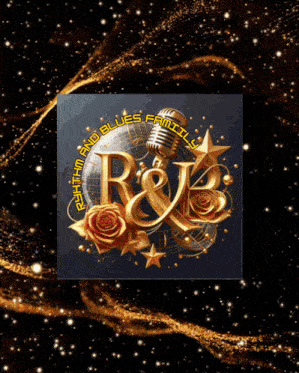 a poster for rhythm and blues family with a microphone and roses