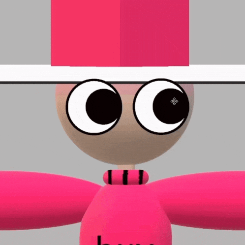 a cartoon character is wearing a pink top hat and a pink shirt