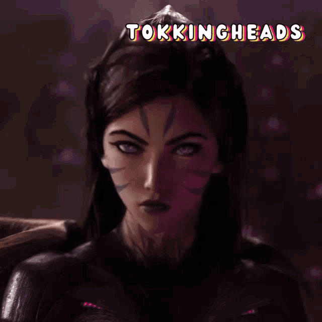 a picture of a woman with the words tokingheads above her head