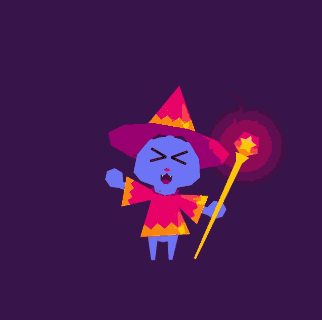 a cartoon of a wizard with his eyes closed and a wand