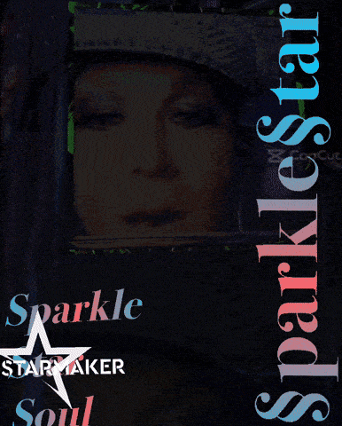 a black and white photo of a woman with the words sparkle starmaker soul below it